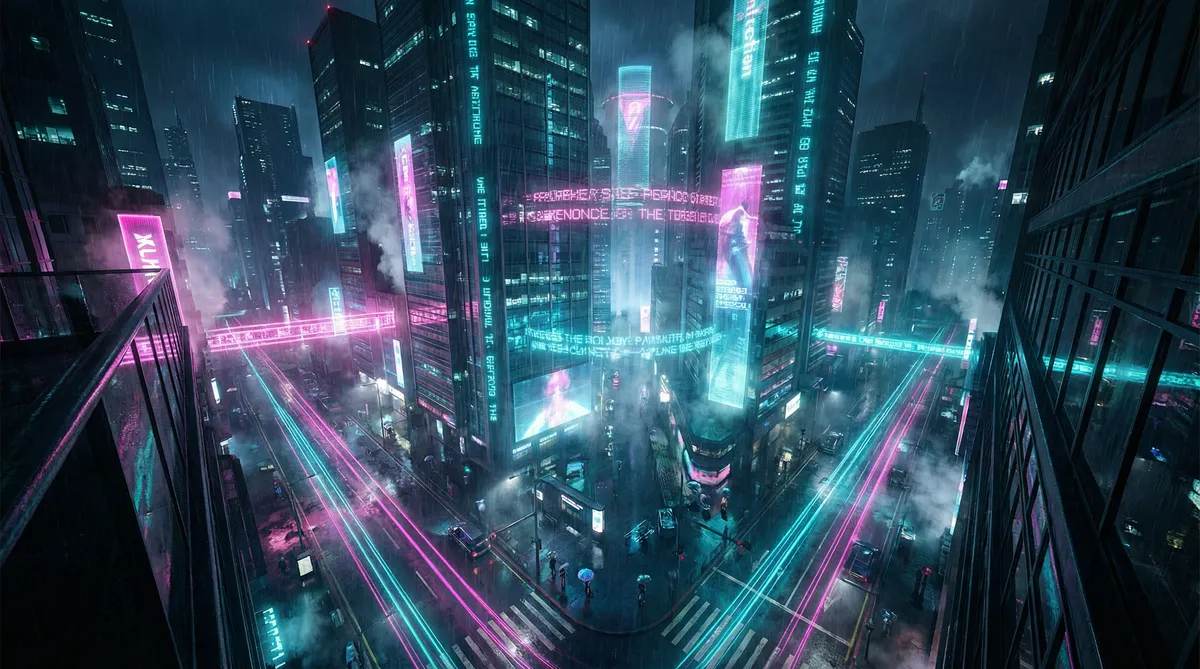 爸爸去哪儿第五期 竖屏短剧平台首页背景 - 赛博朋克都市夜景